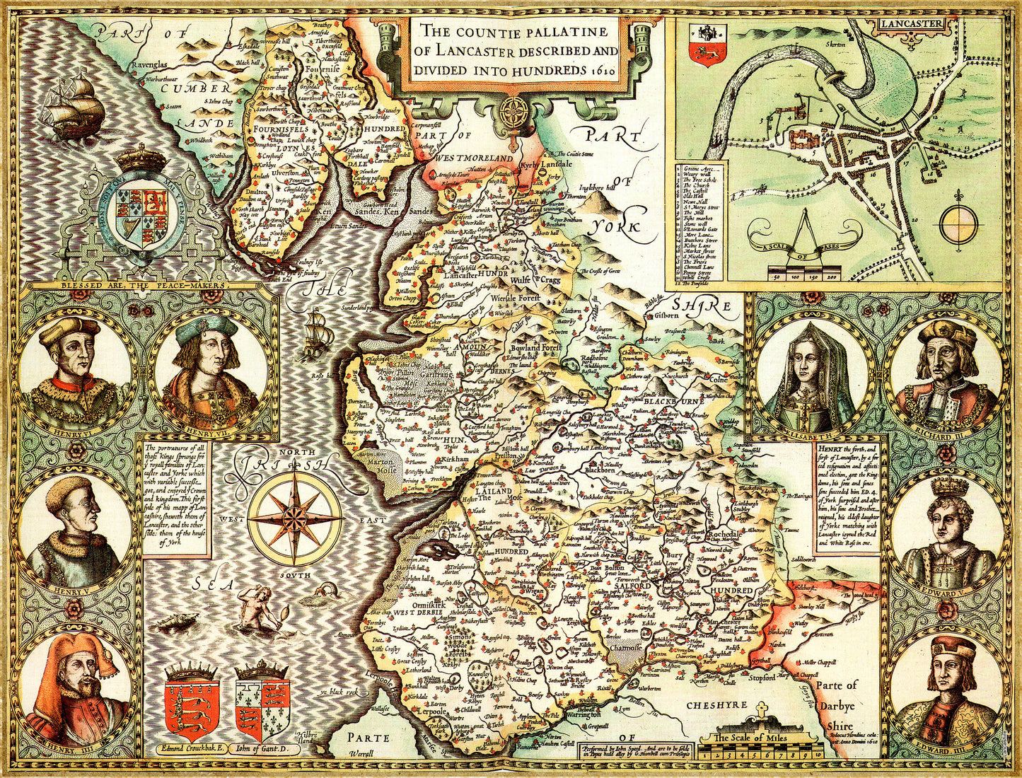 Lancashire Historical Map 1000 Piece Jigsaw Puzzle (1610)
