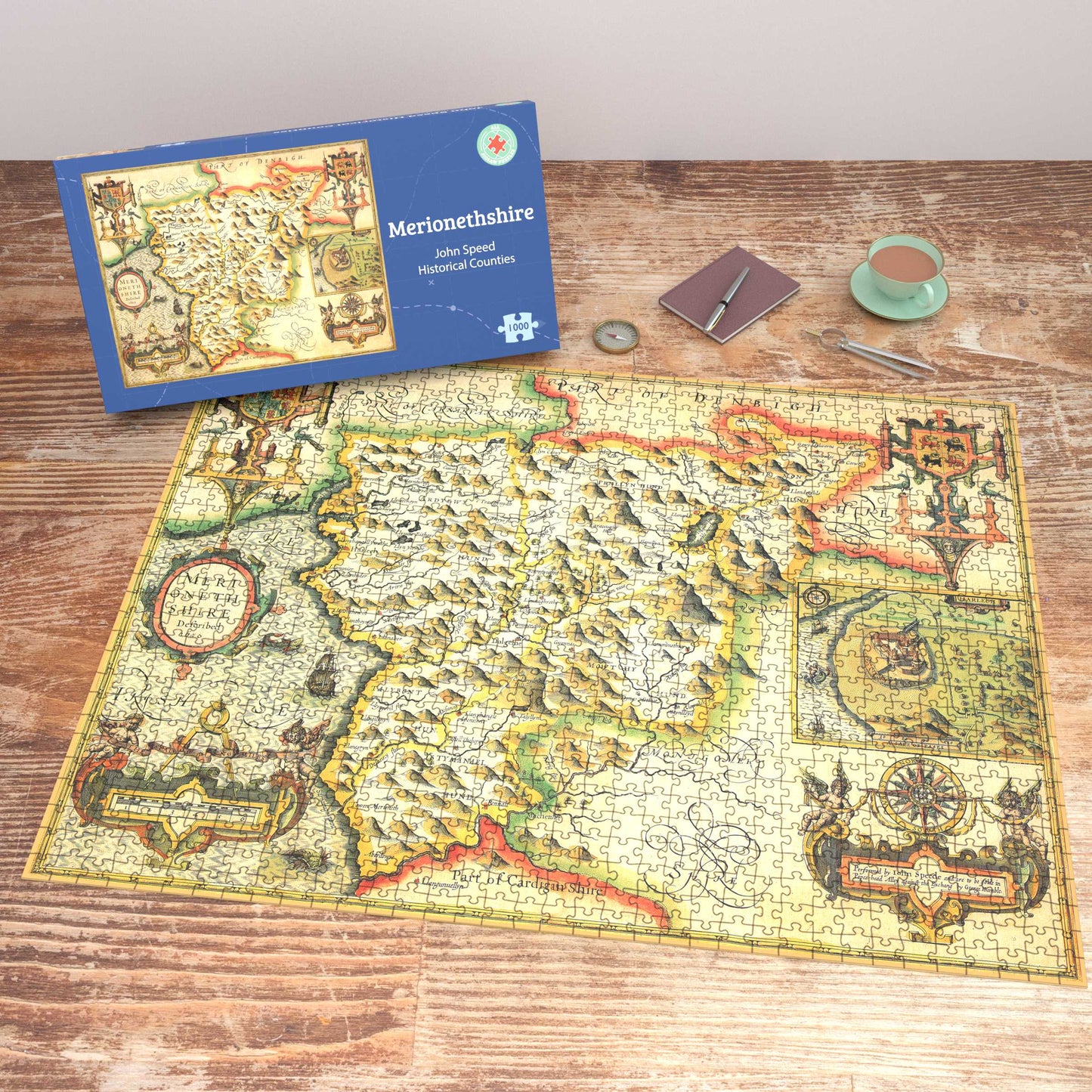Merionethshire Historical Map 1000 Piece Jigsaw Puzzle (1610)