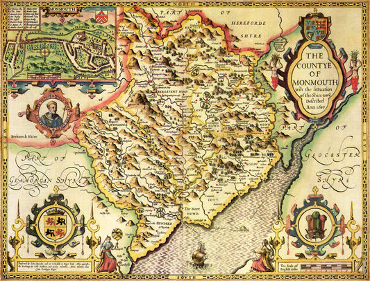 Monmouthshire Historical Map 1000 Piece Jigsaw Puzzle (1610)