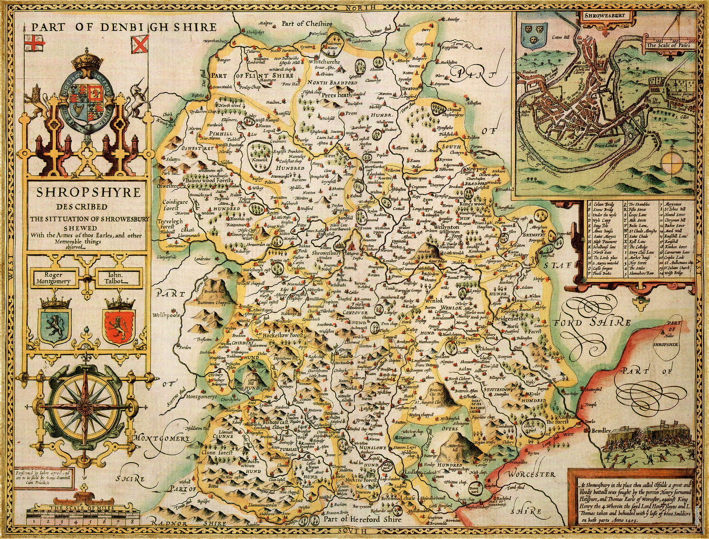 Shropshire Historical Map 1000 Piece Jigsaw Puzzle (1610)