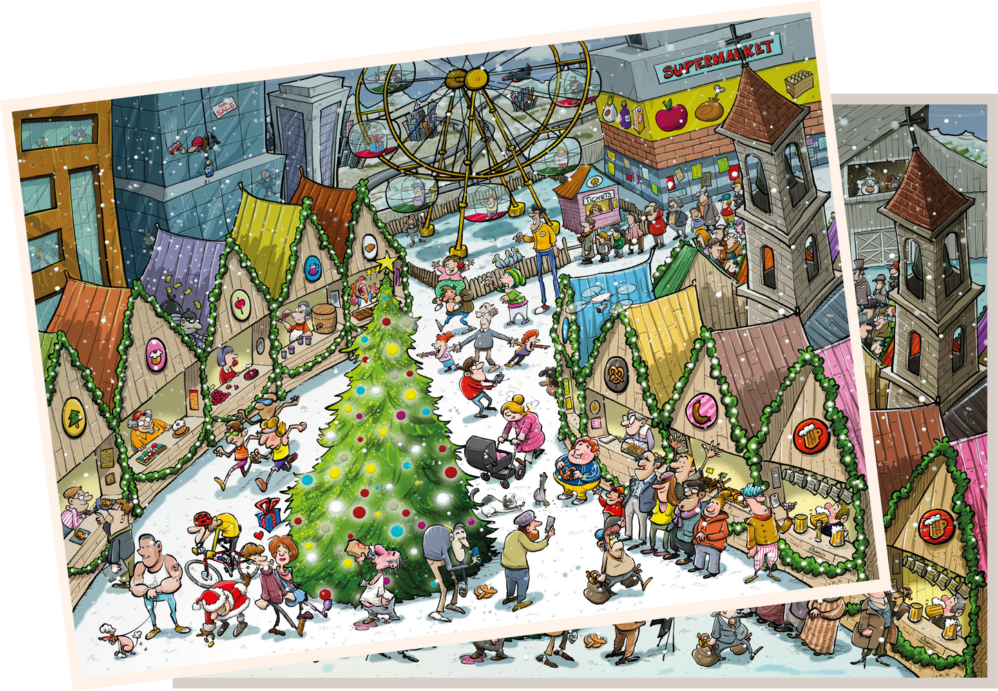 Djigsaw Vu at the Christmas Market 2 x 1000 Jigsaw Puzzles
