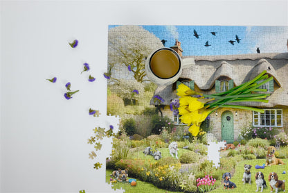 Dogs In A Spring Cottage Garden 1000 Piece Jigsaw