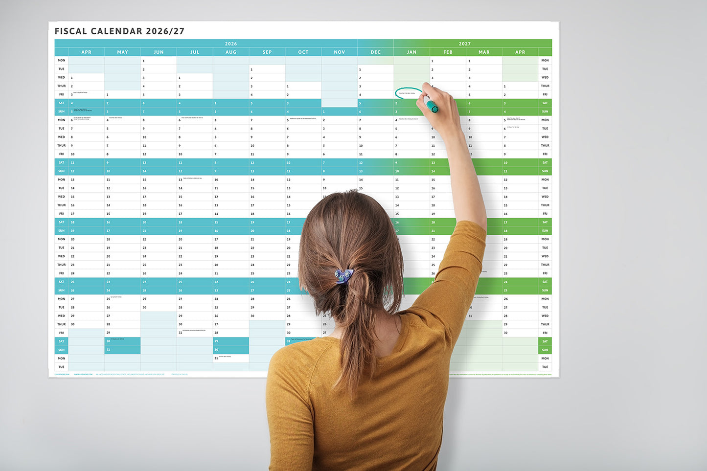 Tax Planner - 2026/27 Fiscal Wall Planner - Green (Giant 119x93cm)