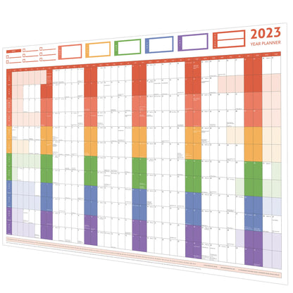 2023 GIANT YEAR WALL CHART AND HOLIDAY PLANNER RAINBOW 1