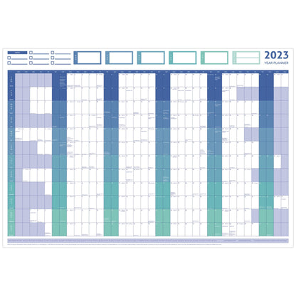 2023 GIANT YEAR WALL CHART AND HOLIDAY PLANNER BLUE