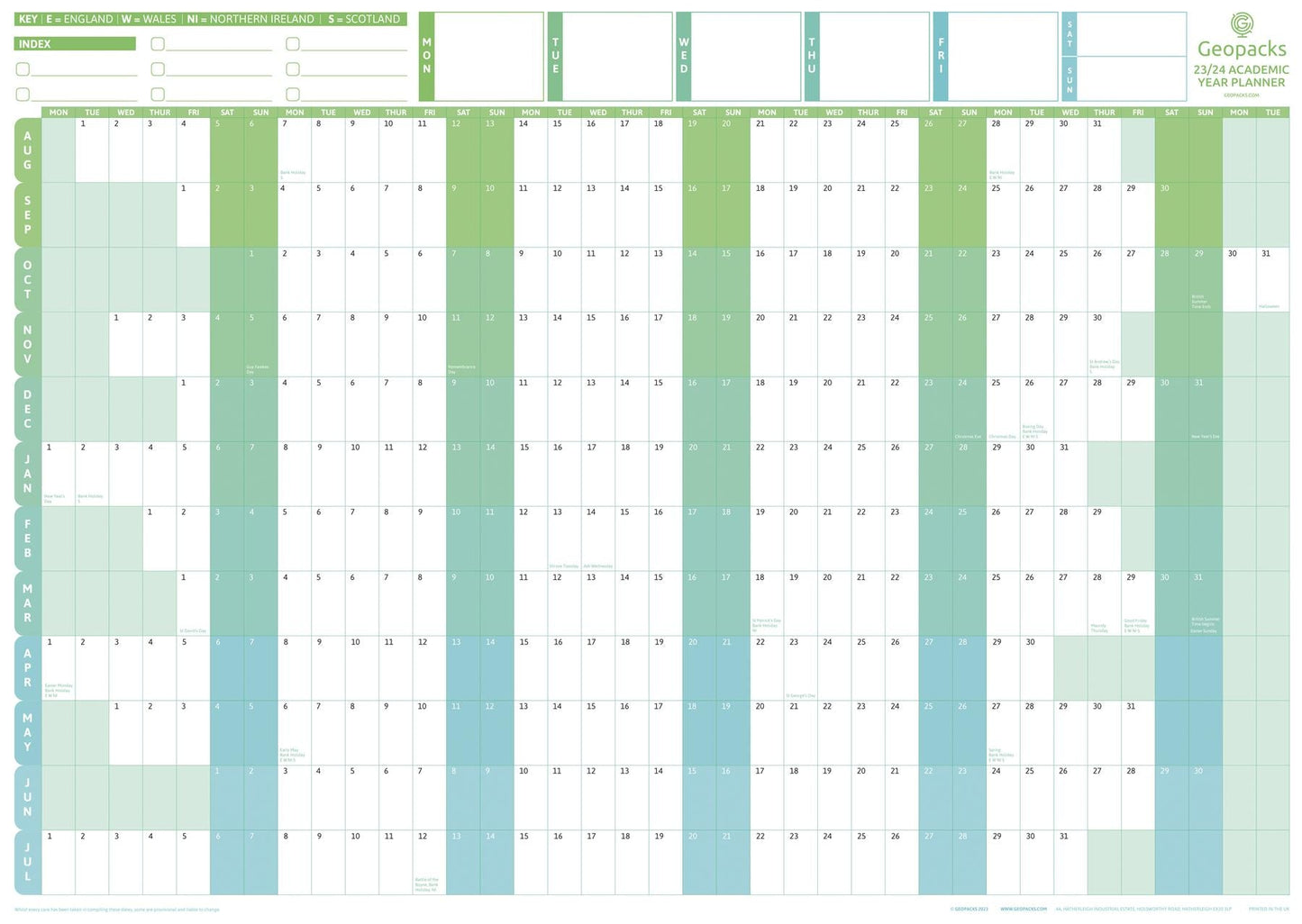 2023 / 2024 Academic Year Planner