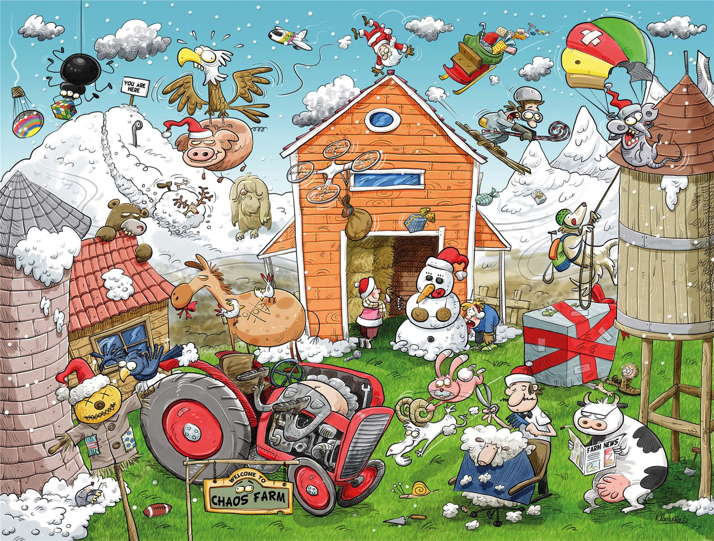 4 x 500 Piece Chaos Xmas Jigsaw Puzzle 1