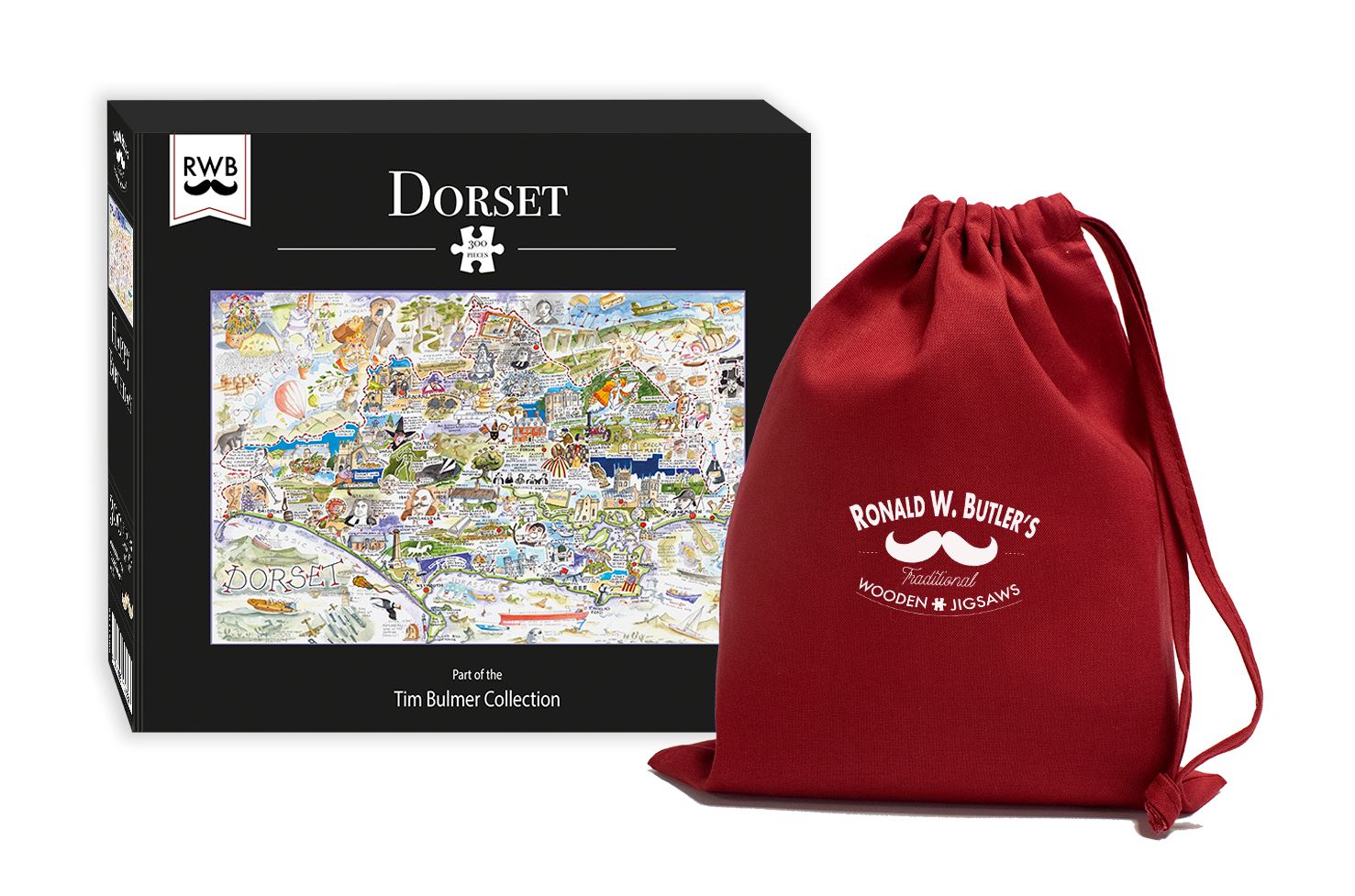 Map of Dorset - Tim Bulmer 300 Piece Wooden Jigsaw Puzzle | Butler and ...