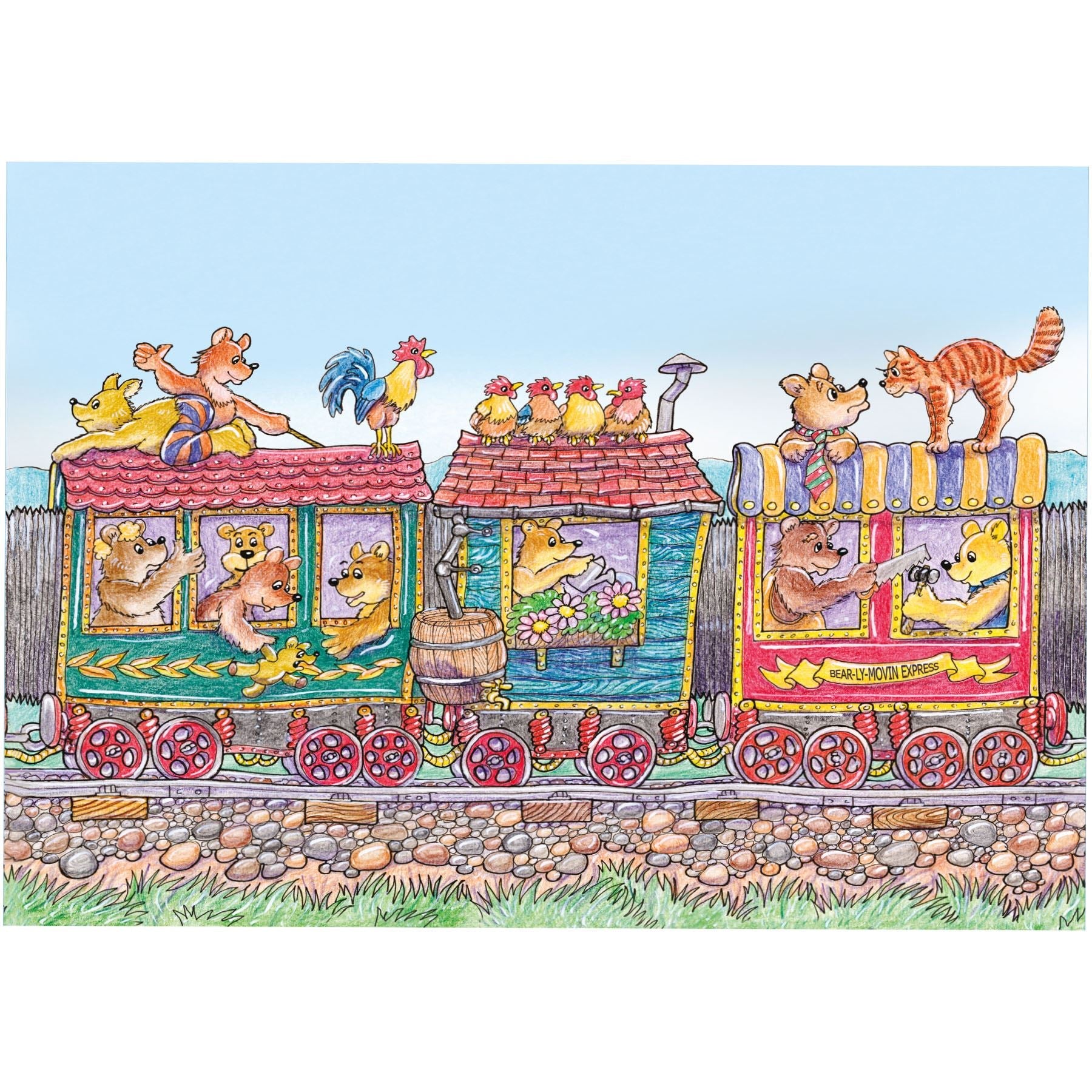 Bear Train - Armand Foster 3 x 12 Piece Kids Jigsaw Puzzle  2