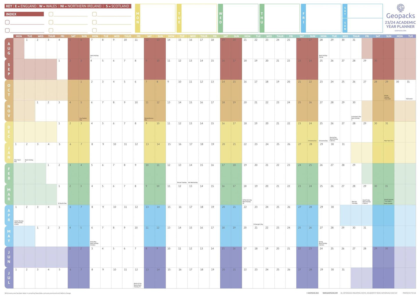 2023 / 2024 Academic Year Planner