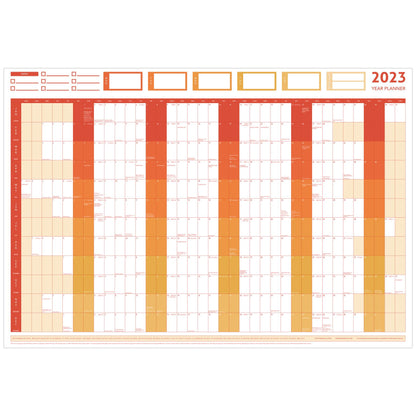 2023 GIANT YEAR WALL CHART AND HOLIDAY PLANNER RED