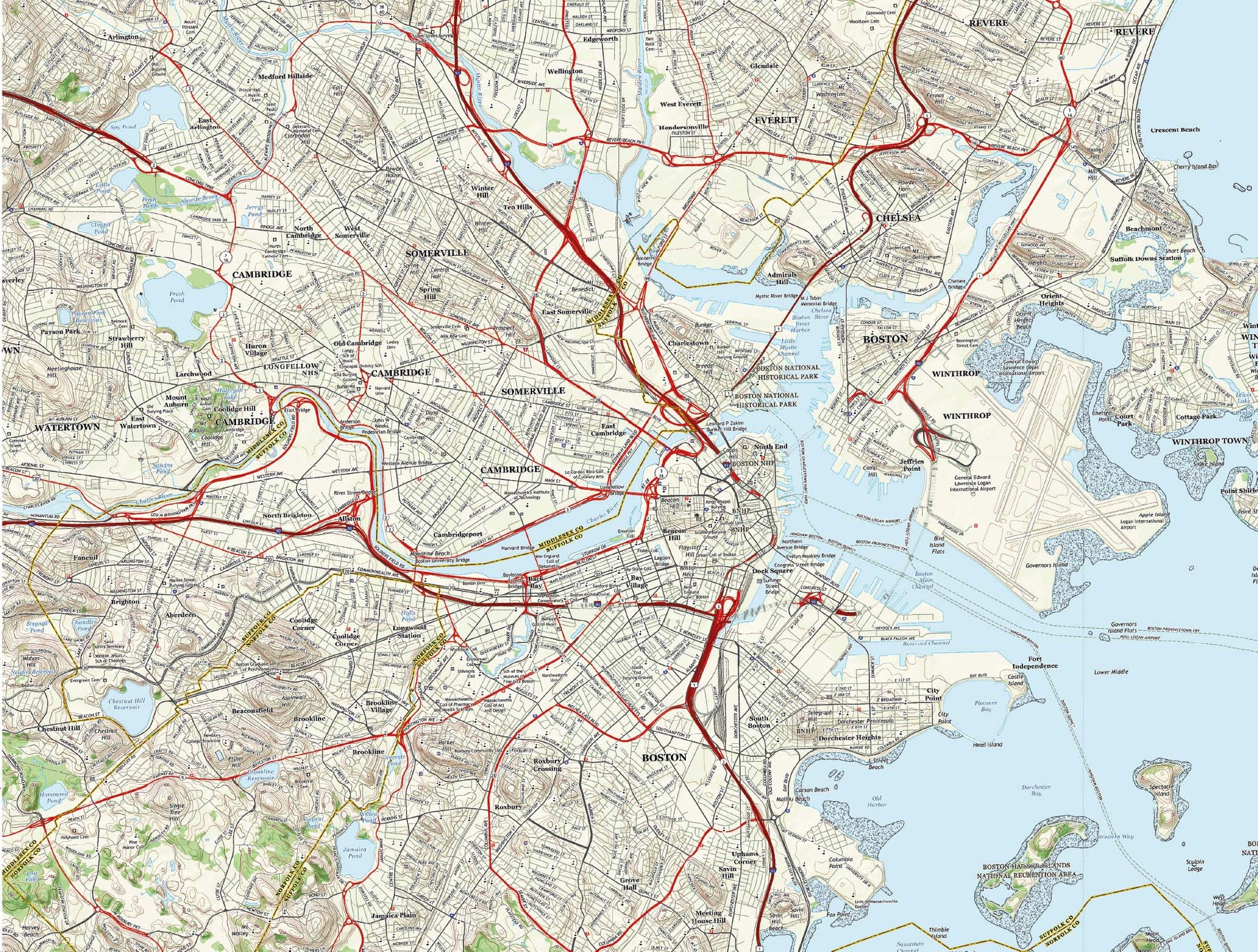 Boston City Map 1000 Piece Jigsaw Puzzle