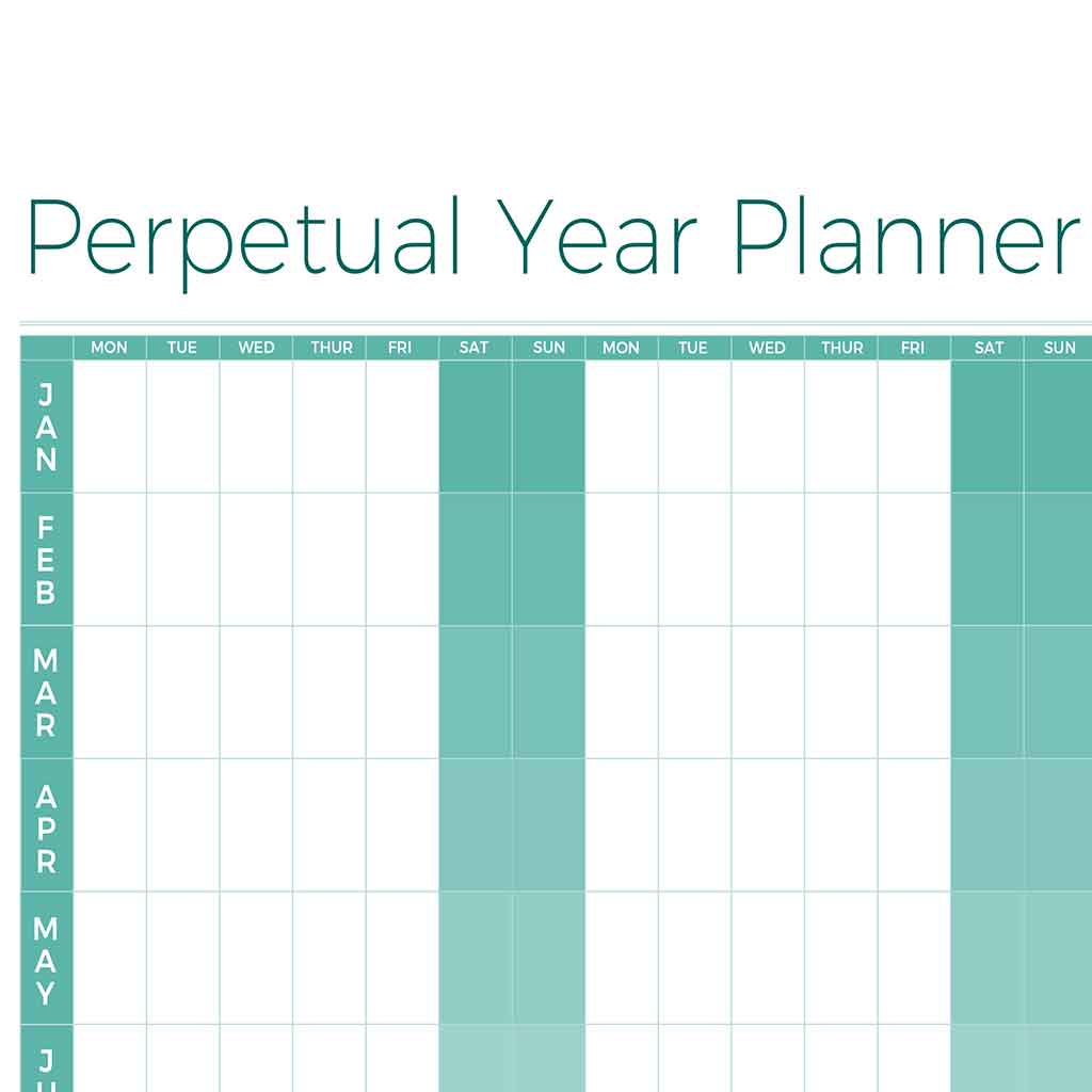 Perpetual Laminated Year Wall Planner