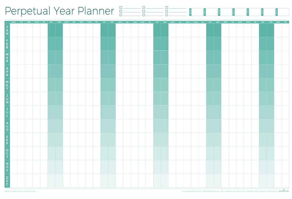 Perpetual Laminated Year Wall Planner