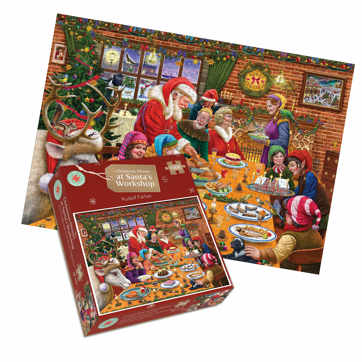 Christmas Dinner at Santa's Workshop 1000 Piece Jigsaw Puzzles