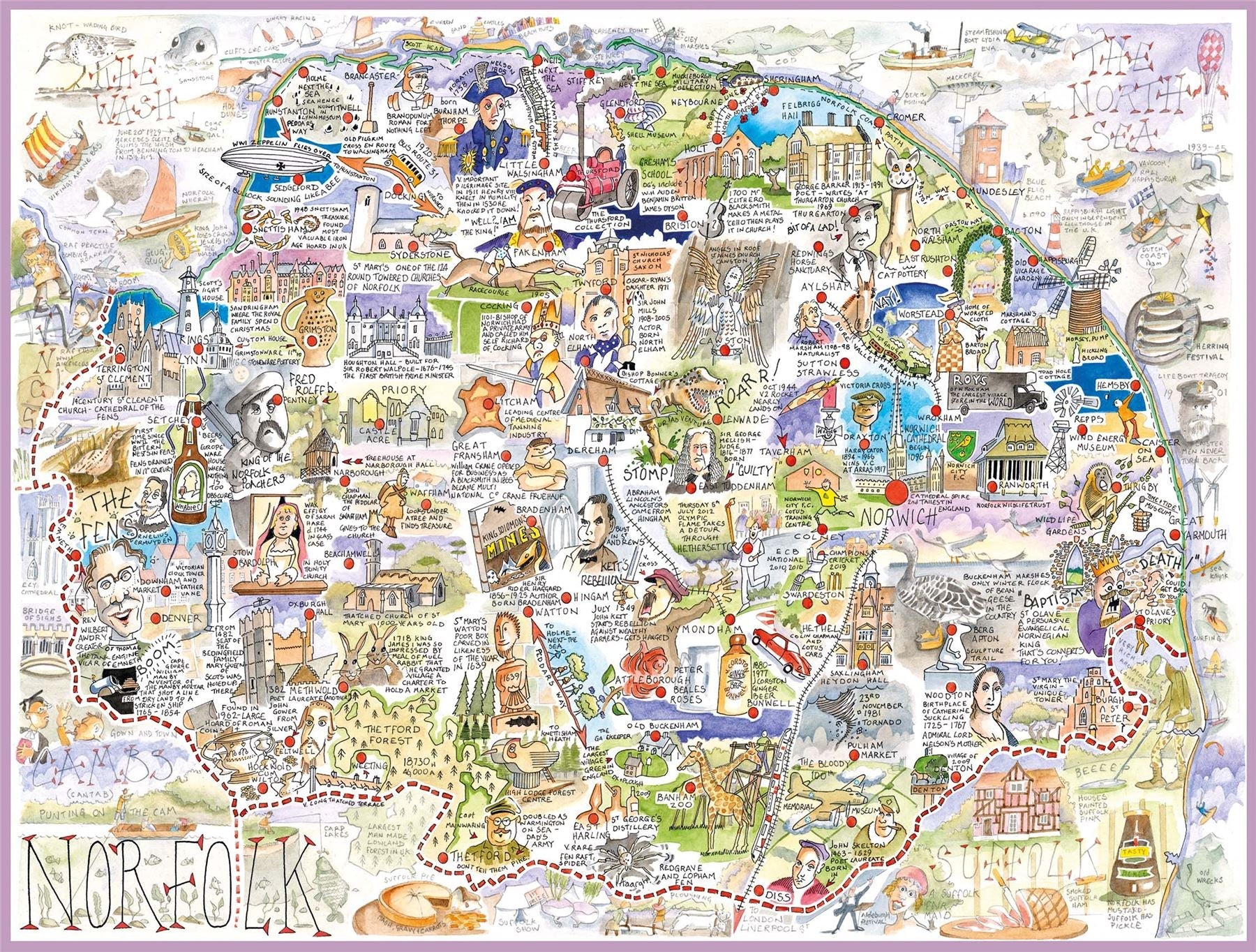 Map of Norfolk - Tim Bulmer 1000 Piece Jigsaw Puzzle