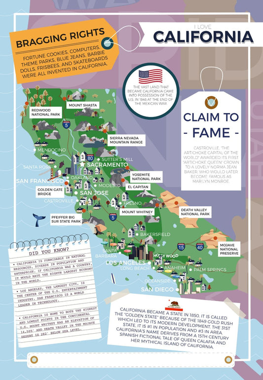 California - I Love My State 400 Piece Personalized Jigsaw Puzzle