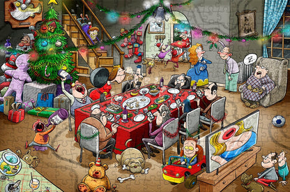 Chaos at Christmas Lunch - No. 11 300 Piece Wooden Jigsaw Puzzle