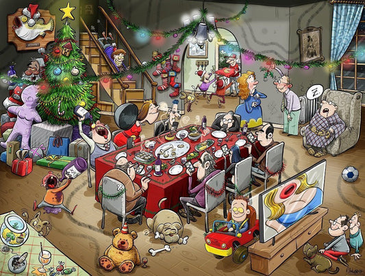 Jigsaw Puzzle - Chaos At Christmas Lunch 1000 Or 500 Piece Jigsaw Puzzles