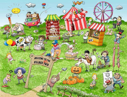 Jigsaw Puzzle - Chaos At The Village Fair 1000 Or 500 Piece Jigsaw Puzzles