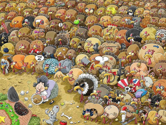 Jigsaw Puzzle - Christmas Chaos At Turkey Farm 1000 Or 500 Piece Jigsaw Puzzle