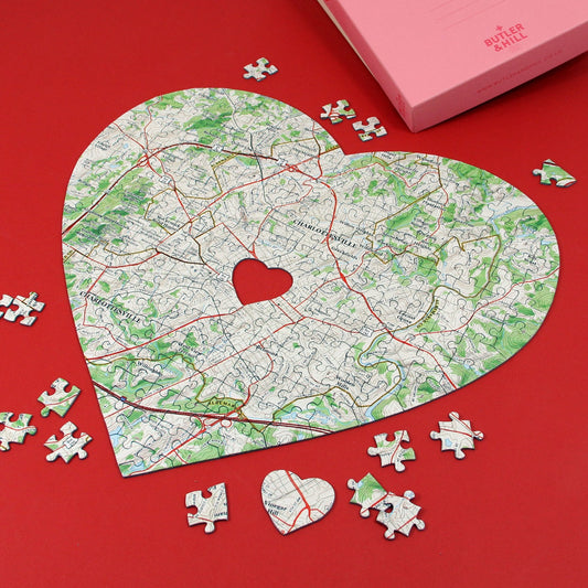 US Jigsaw Puzzle - Heart Shaped Personalized US Map Puzzle