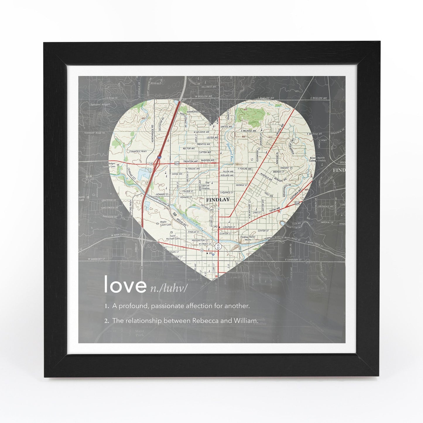 US Wall Art - Personalized Framed Dictionary Definition US Map - Love