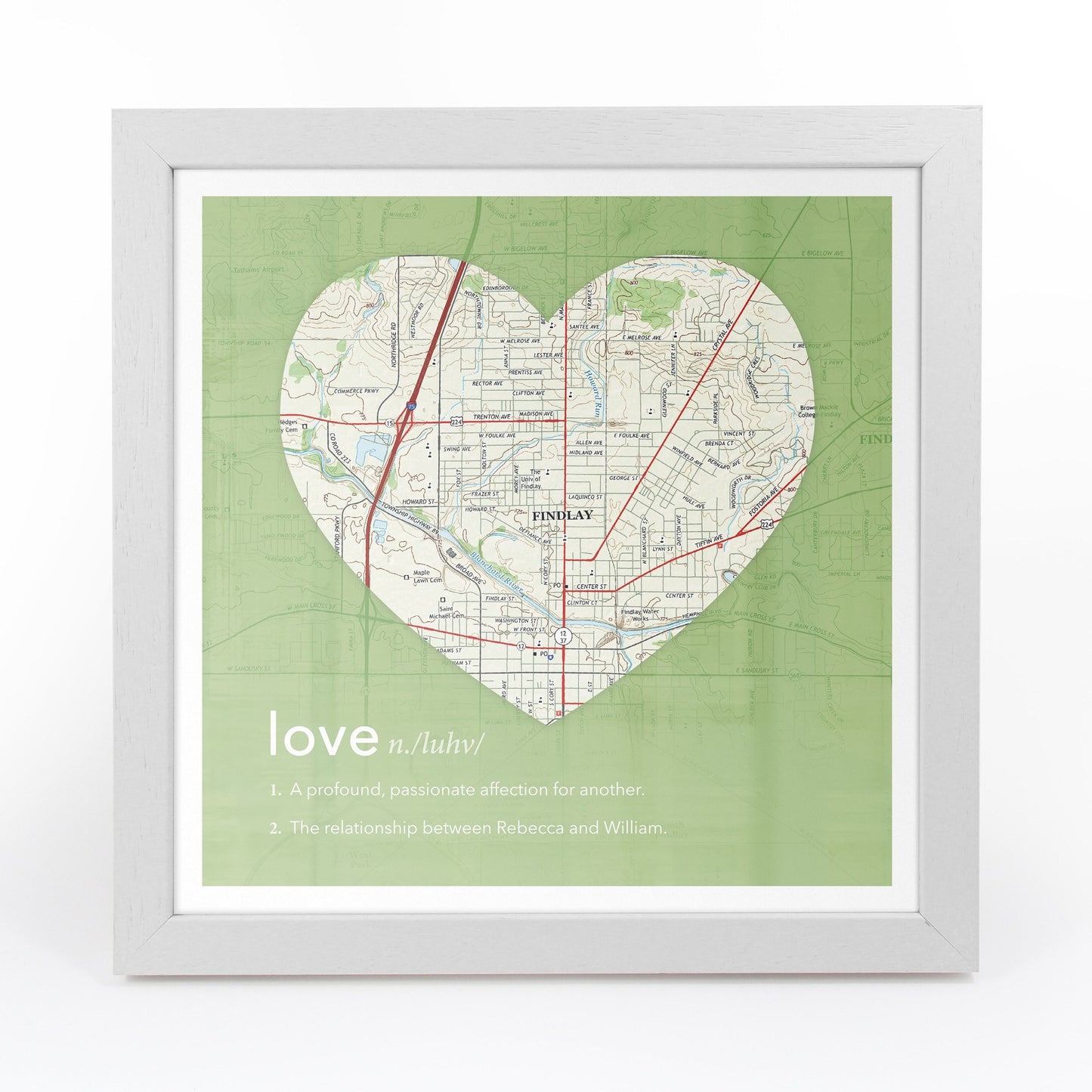 US Wall Art - Personalized Framed Dictionary Definition US Map - Love