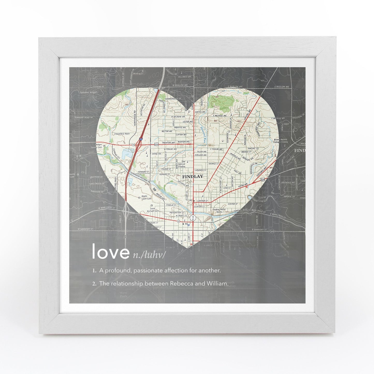 US Wall Art - Personalized Framed Dictionary Definition US Map - Love