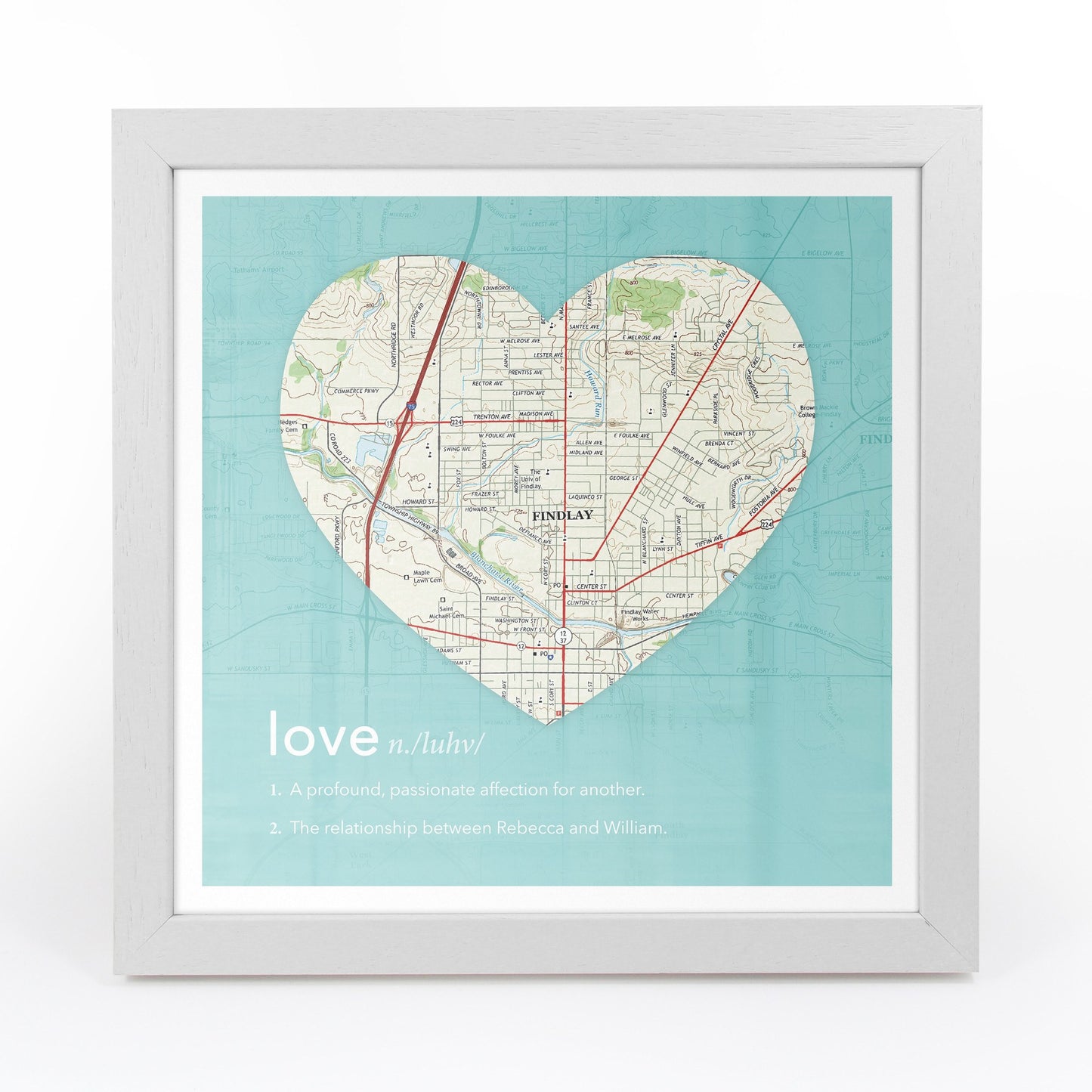 US Wall Art - Personalized Framed Dictionary Definition US Map - Love