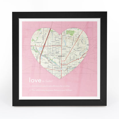 US Wall Art - Personalized Framed Dictionary Definition US Map - Love
