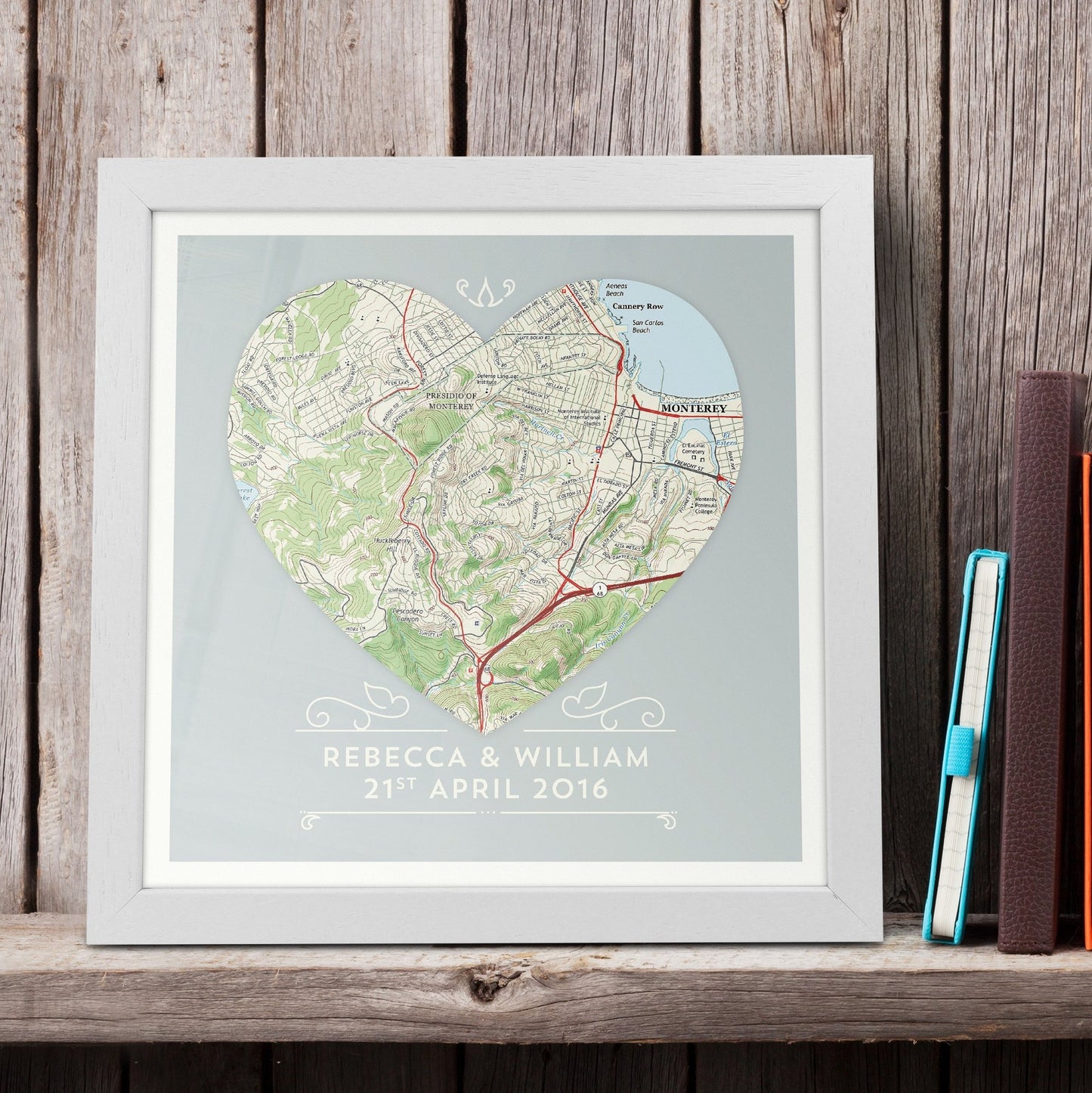 US Wall Art - Personalized Framed Heart US Map