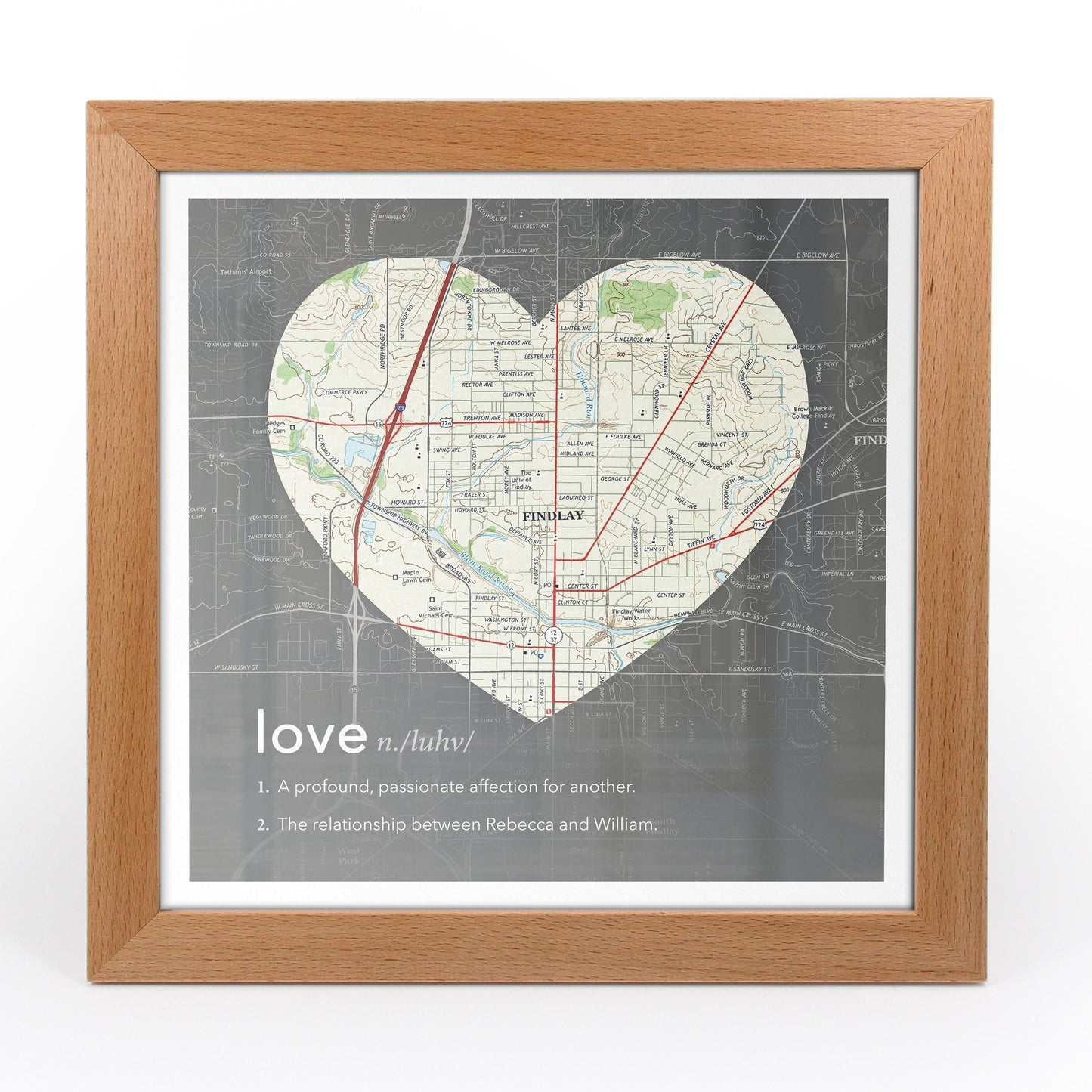 US Wall Art - Personalized Framed Heart US Map