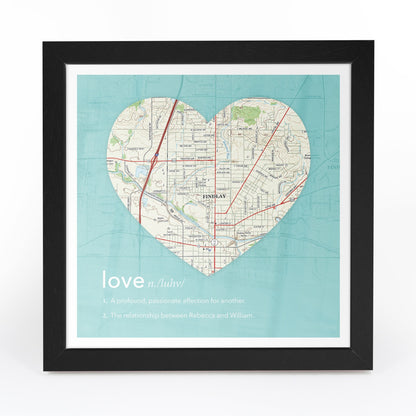US Wall Art - Personalized Framed Heart US Map