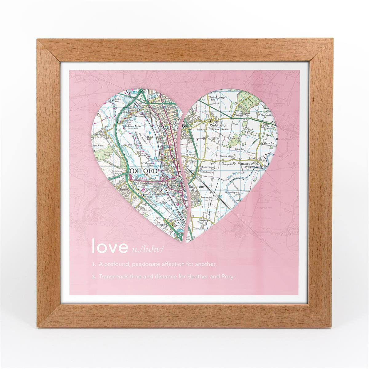 Wall Art - Joined Map Heart – Personalised Dictionary Definition Map Art - Love