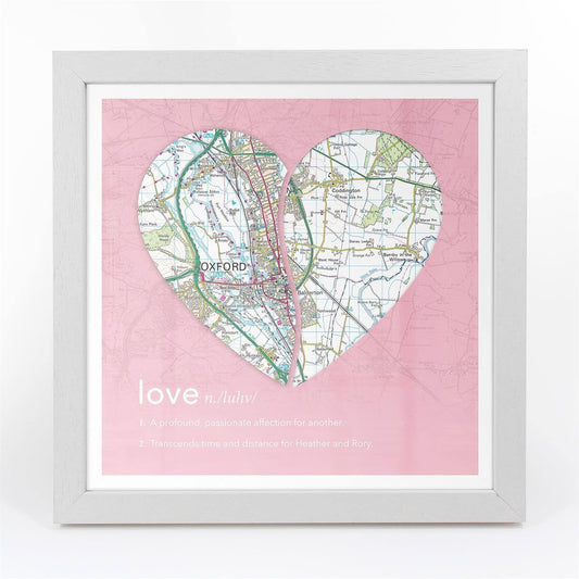 Wall Art - Joined Map Heart – Personalised Dictionary Definition Map Art - Love