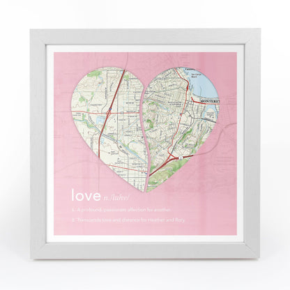 Wall Art - Joined Map Heart – Personalized Dictionary Definition Map Art - Love