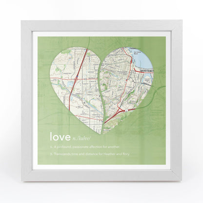 Wall Art - Joined Map Heart – Personalized Dictionary Definition Map Art - Love