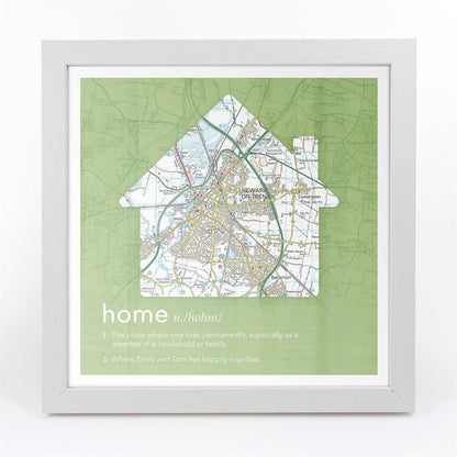 Wall Art - Personalised Framed Dictionary Definition Map - Home