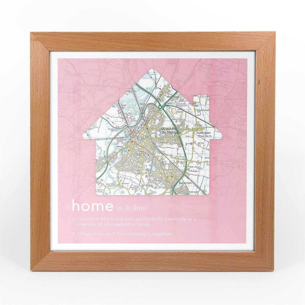 Wall Art - Personalised Framed Dictionary Definition Map - Home