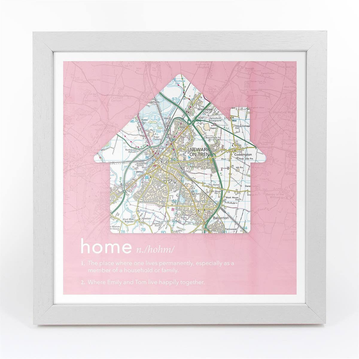 Wall Art - Personalised Framed Dictionary Definition Map - Home