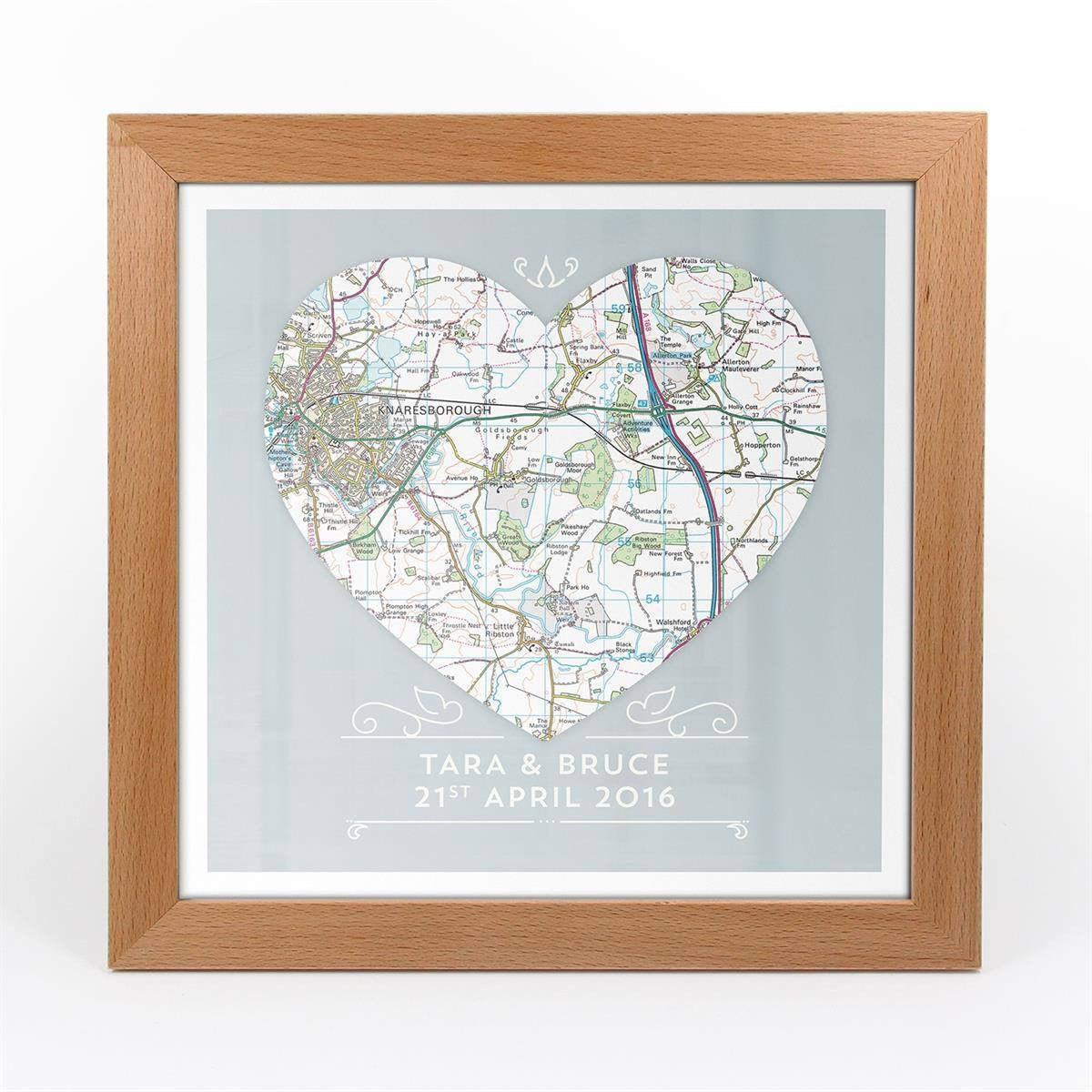 Wall Art - Single Heart – Personalised Map Art