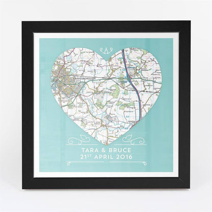 Wall Art - Single Heart – Personalised Map Art