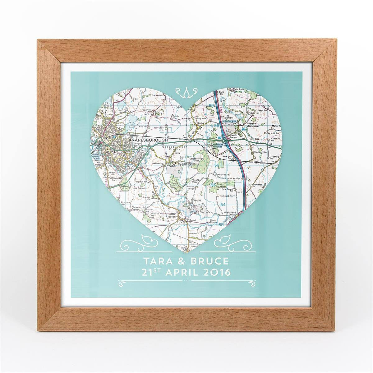 Wall Art - Single Heart – Personalised Map Art