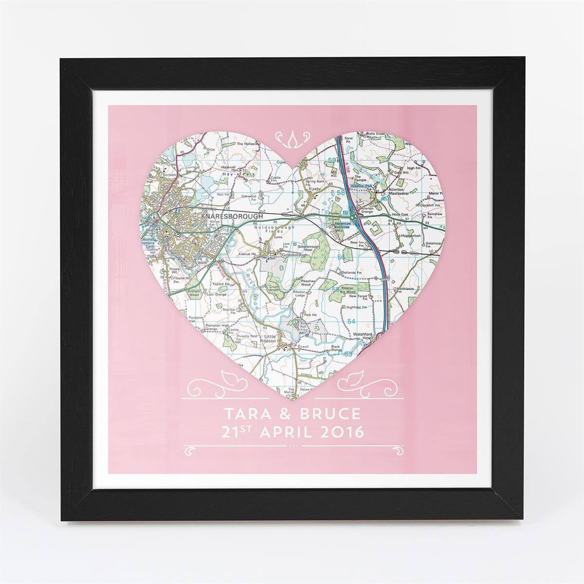 Wall Art - Single Heart – Personalised Map Art