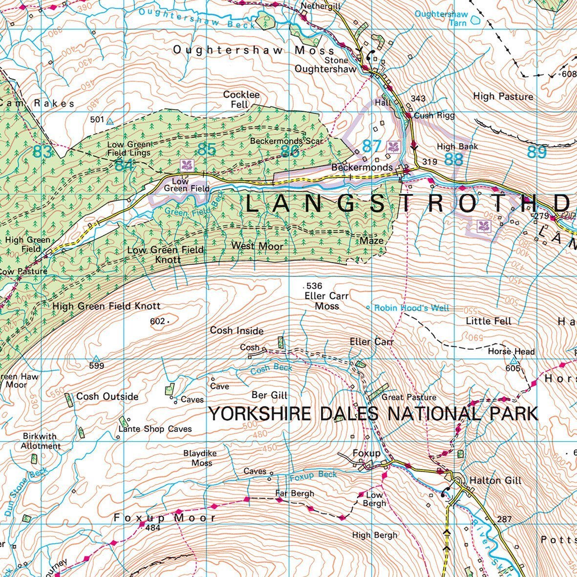 Wall Maps - Yorkshire Dales - UK National Park Wall Map