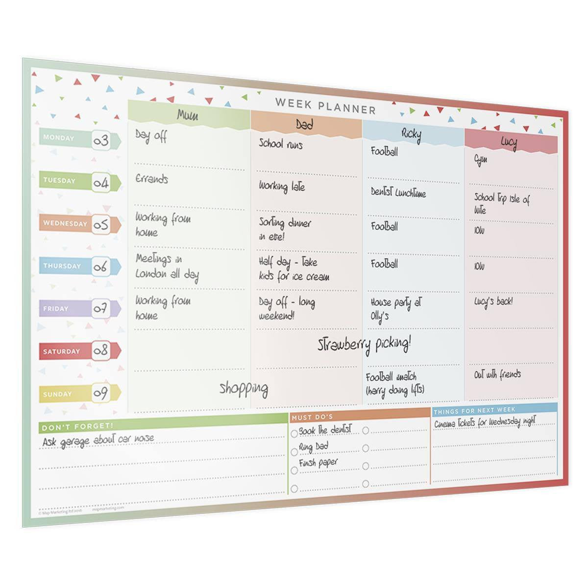 Wall Planner - Family Week Planner - Laminated Wall Planner