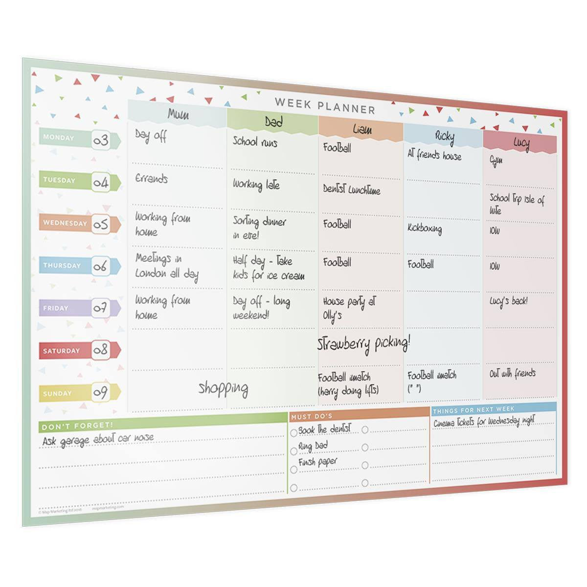 Wall Planner - Family Week Planner - Laminated Wall Planner